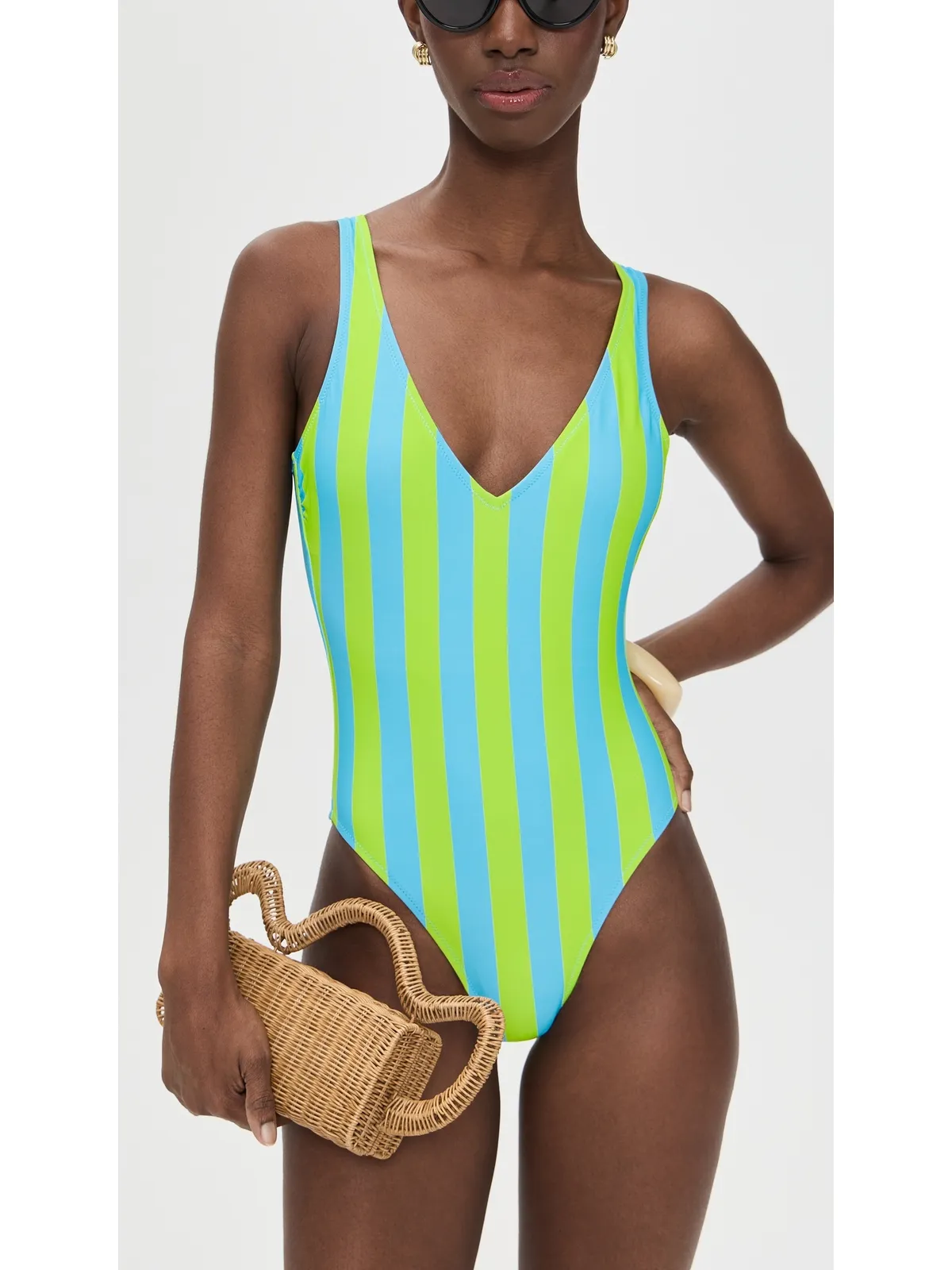 Solid & Striped ミシェル ワンピース水着 Ocean Mist/Sour Apple - 画像2