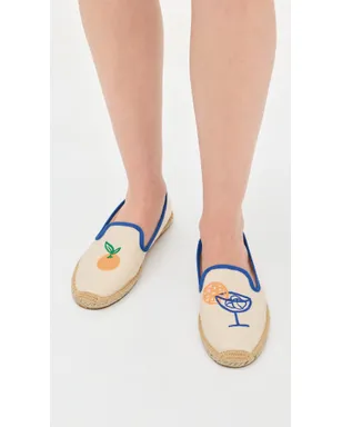 Soludos 刺繍入りスモーキングエスパドリーユ アイボリー/ブルー - サムネイル3