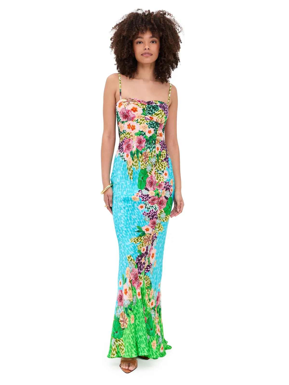 SALONI Renee Long Dress Plumeria Trellis Plmt - 画像1
