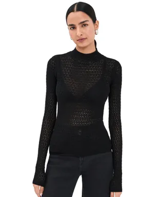 Sablyn マーロ レース風フィット モックネックTシャツ - サムネイル1