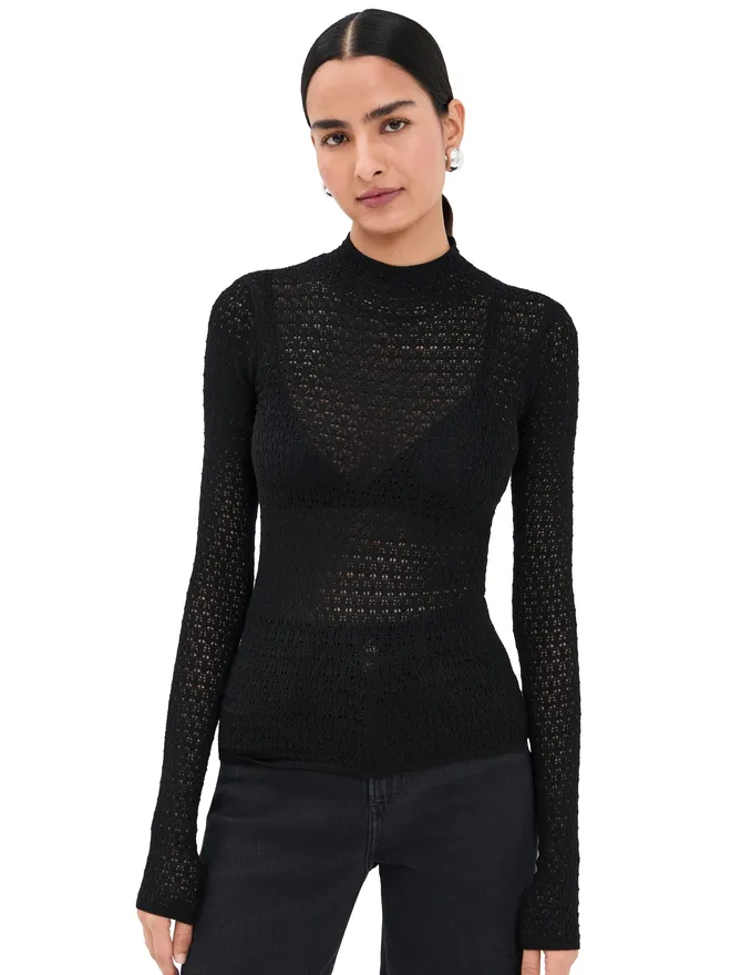 SABLYN Sablyn マーロ レース風フィット モックネックTシャツの商品画像