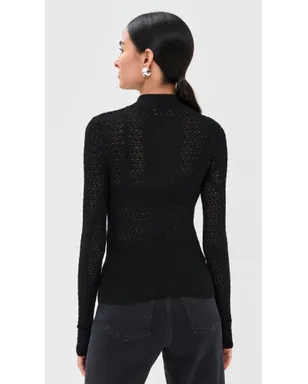 Sablyn マーロ レース風フィット モックネックTシャツ - サムネイル3