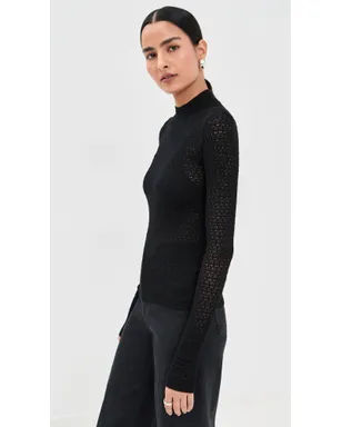 Sablyn マーロ レース風フィット モックネックTシャツ - サムネイル4