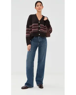 Sablyn エリオット ボクシー クロップド フェアアイル カシミア カーディガン オークツリー マルチ - サムネイル5