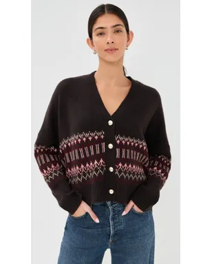 Sablyn エリオット ボクシー クロップド フェアアイル カシミア カーディガン オークツリー マルチ - サムネイル2