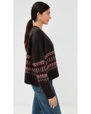 Sablyn エリオット ボクシー クロップド フェアアイル カシミア カーディガン オークツリー マルチ - サムネイル4