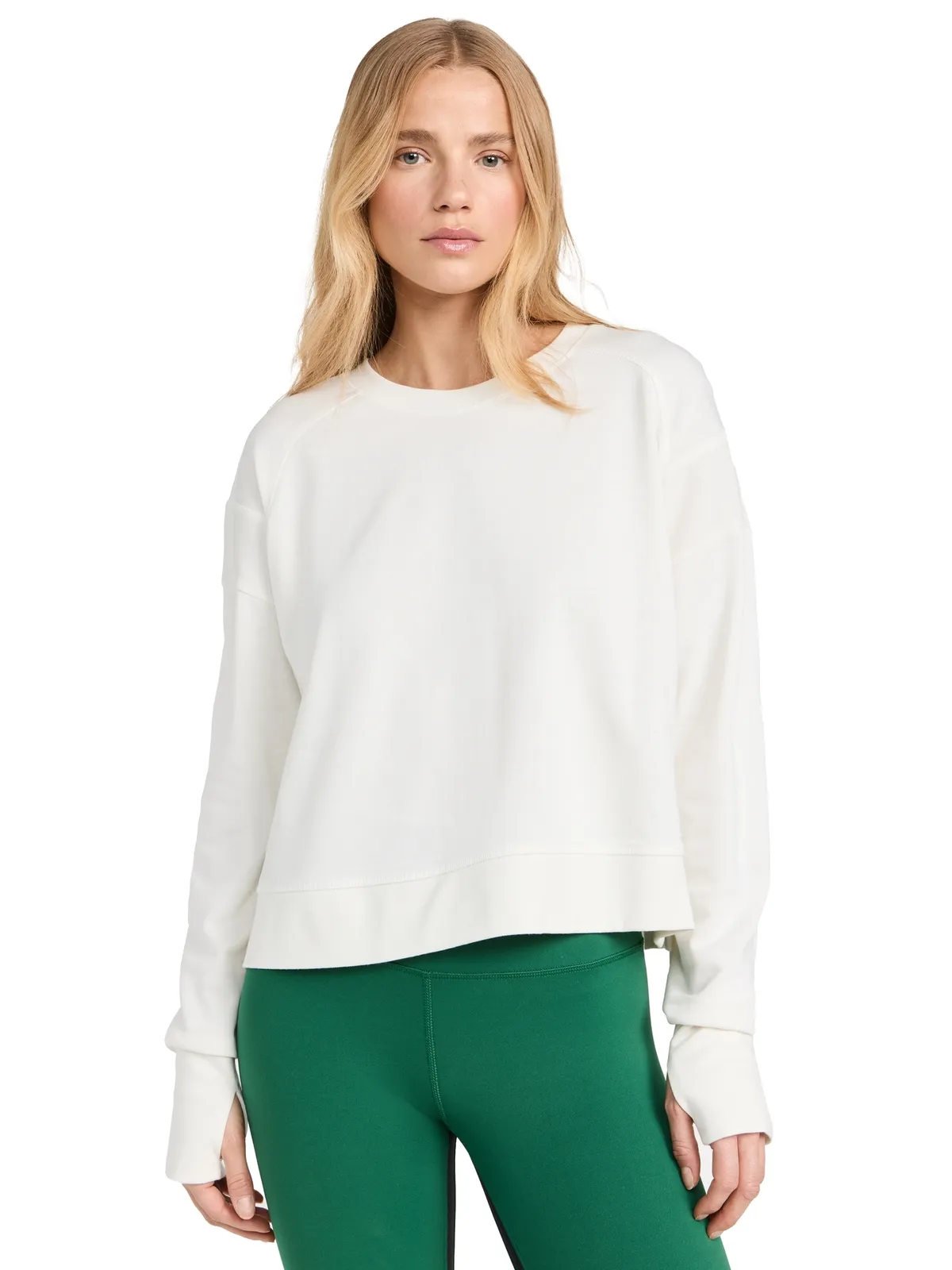 Sweaty Betty アフタークラス クロップセーター Lily White - 画像1