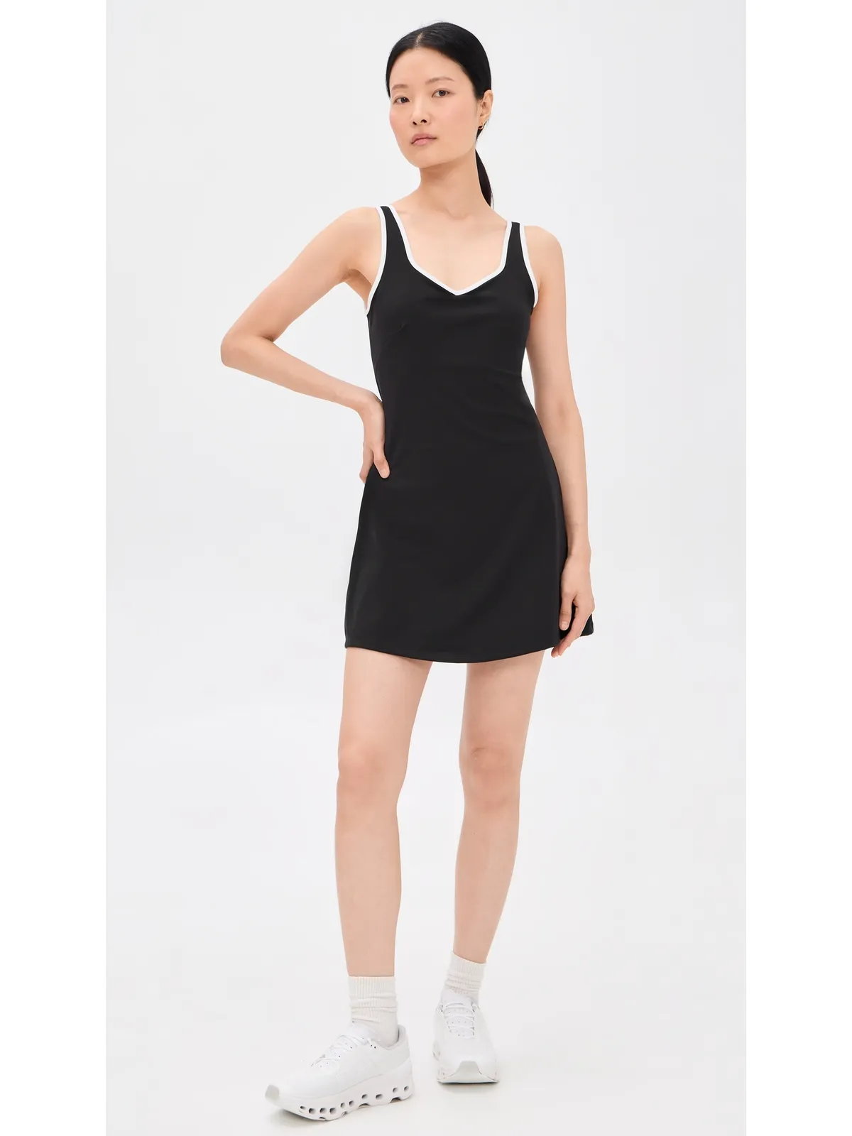 Sweaty Betty プロ ラケット テニス ドレス ブラック ホワイト - 画像5