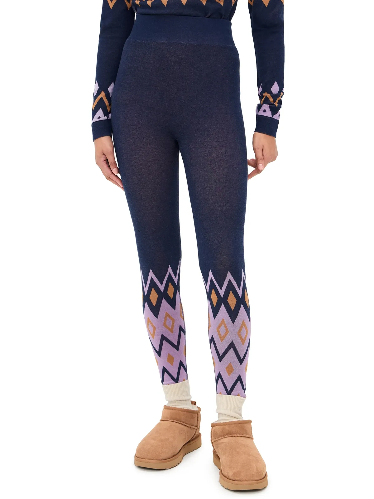 Sweaty Betty モダールジャカード ベースレイヤー アンクルレギンス パープル ジオ柄 ジャカード - 画像1