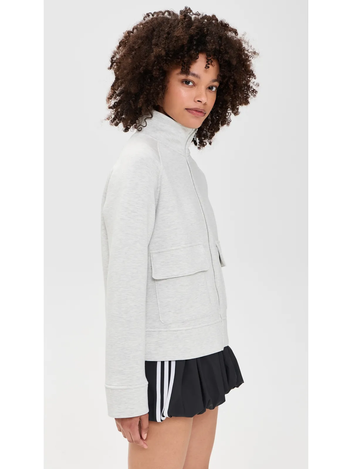 Sweaty Betty Wind Down Patch Pocket Zip Through Sweatshirt Ice Grey Marl M - 画像4