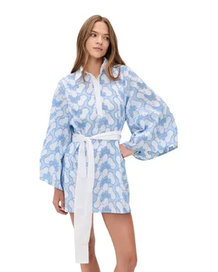 SUNDRESS ルピ ショートカバーアップ アイレット蝶柄 ブルー - サムネイル1