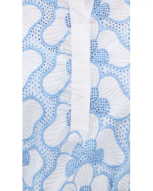 SUNDRESS ルピ ショートカバーアップ アイレット蝶柄 ブルー - サムネイル6