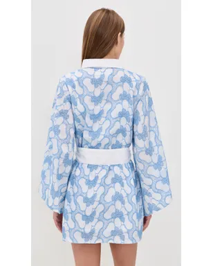 SUNDRESS ルピ ショートカバーアップ アイレット蝶柄 ブルー - サムネイル3