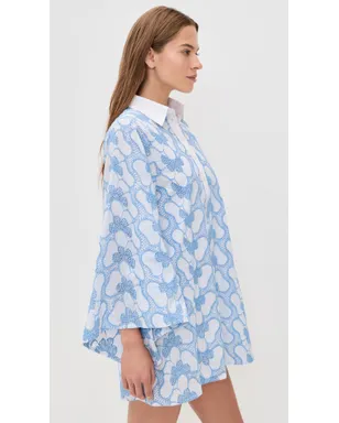 SUNDRESS ルピ ショートカバーアップ アイレット蝶柄 ブルー - サムネイル4