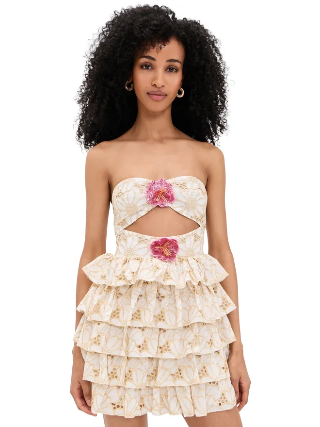 Sundress SUNDRESS Hortensia Dress Eyelet Flower Goldの商品画像