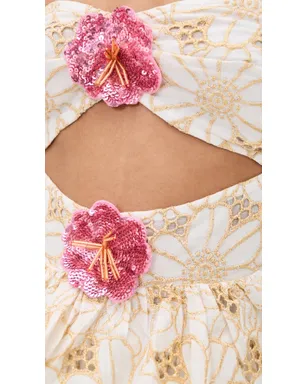 SUNDRESS Hortensia Dress Eyelet Flower Gold - サムネイル6