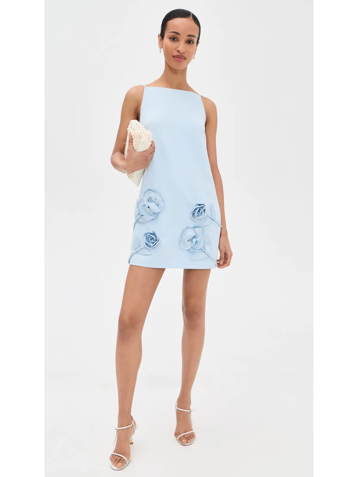 Self Portrait 花柄ミニドレス ブルー - 画像5