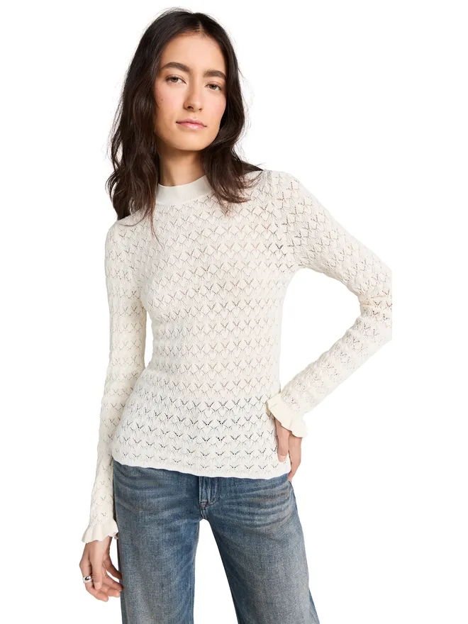 Sea Sea Rue ファインニットゲージ ハイネック セーター クリームの商品画像