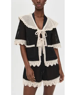 Sea Kendall クロッシェ タイフロントトップ ブラック - サムネイル2