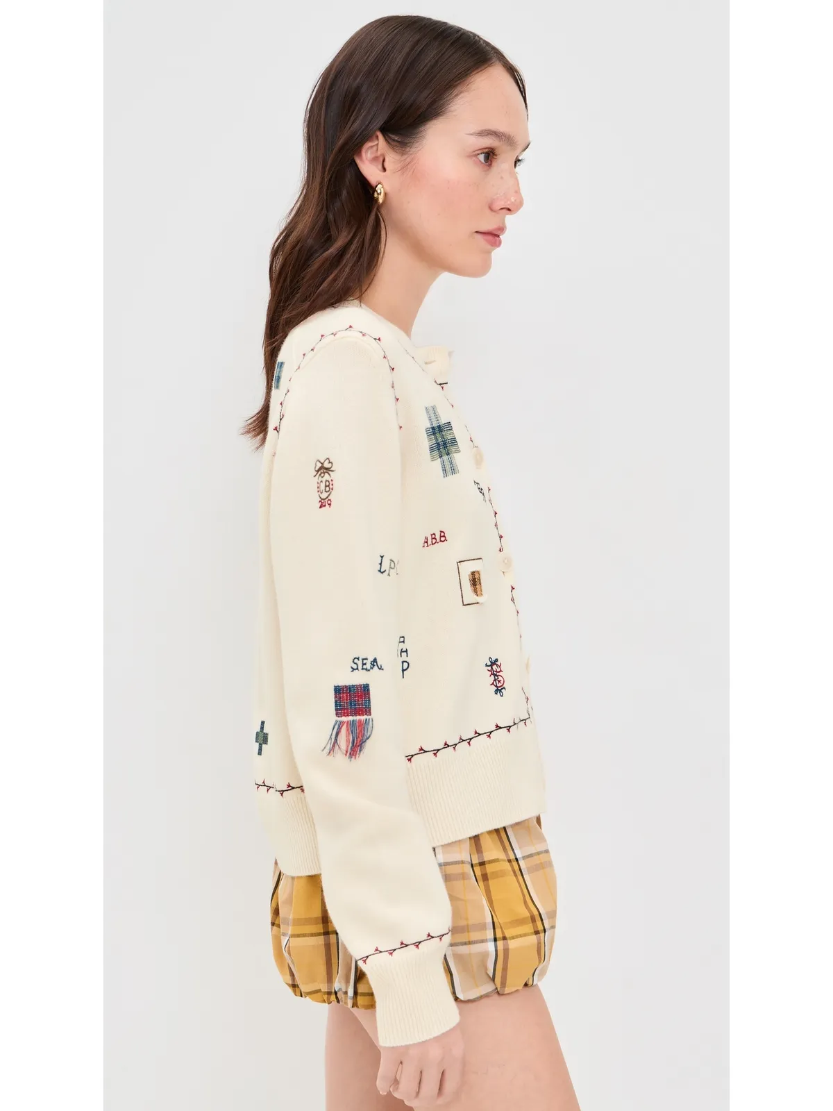 Sea クレア Emb Knit Cardigan Cream - 画像4