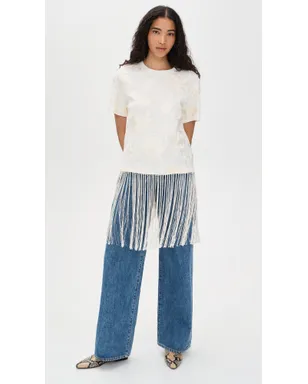 Sea Rafina Eyelet Embellished T-Shirt with Fringe White - サムネイル5