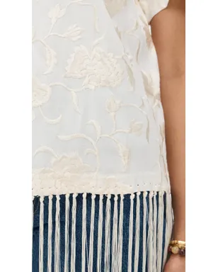 Sea Rafina Eyelet Embellished T-Shirt with Fringe White - サムネイル6