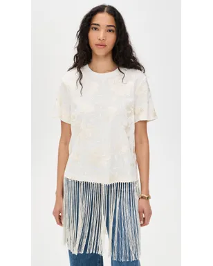 Sea Rafina Eyelet Embellished T-Shirt with Fringe White - サムネイル2