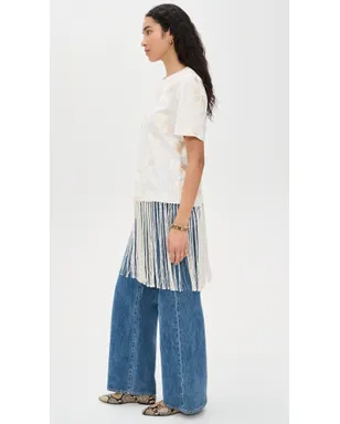 Sea Rafina Eyelet Embellished T-Shirt with Fringe White - サムネイル4