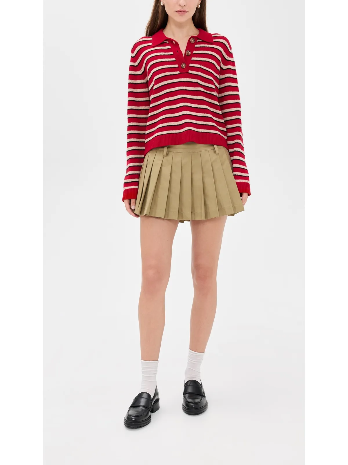 7 For All Mankind プリーツミニスカート ツイル サンドストーム - 画像5