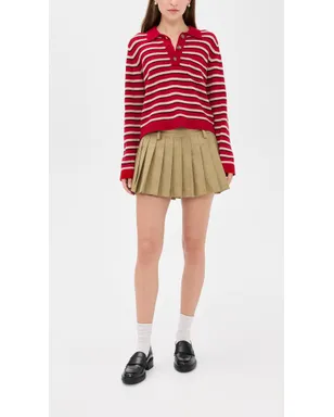 7 For All Mankind プリーツミニスカート ツイル サンドストーム - サムネイル5