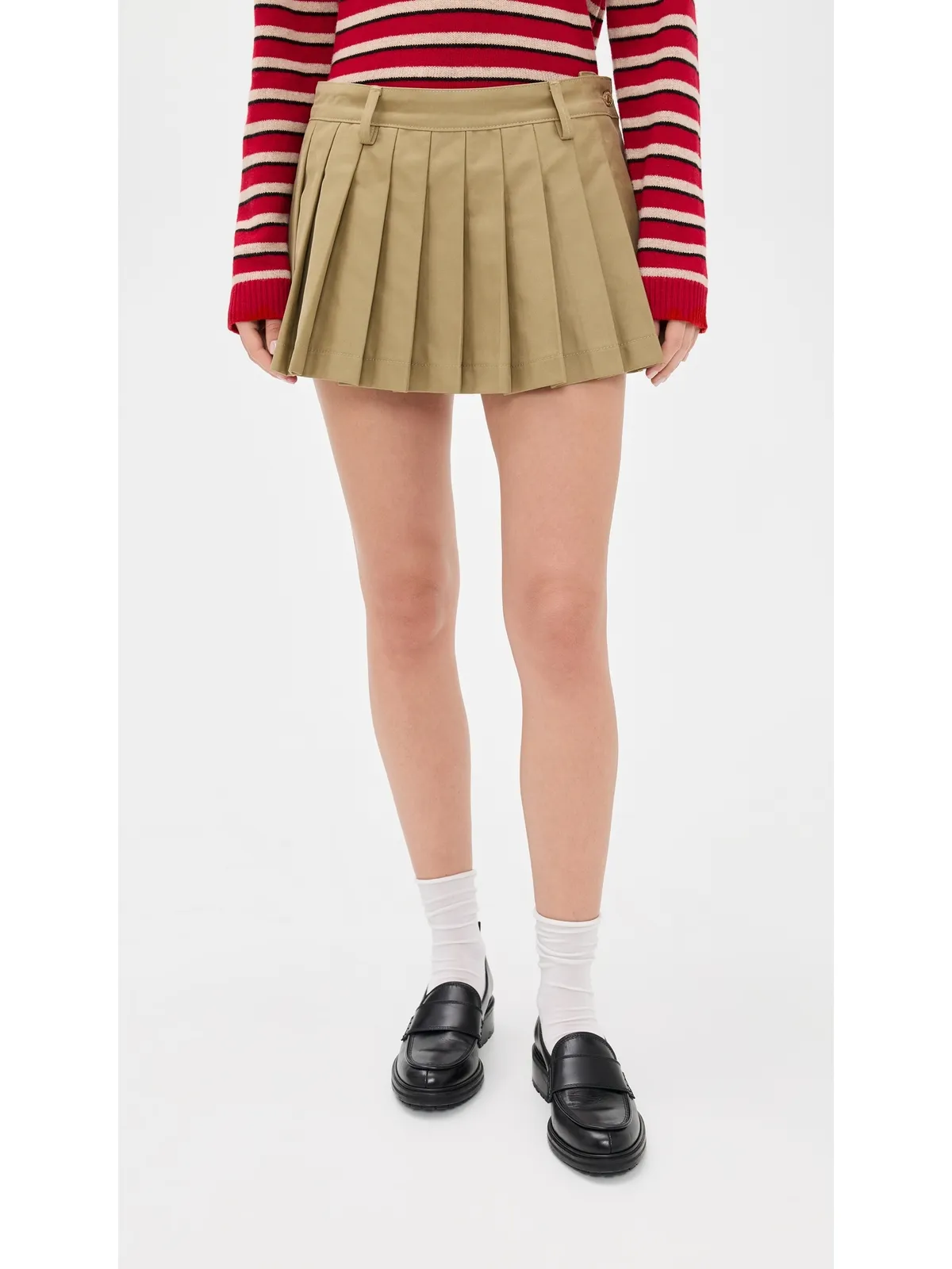 7 For All Mankind プリーツミニスカート ツイル サンドストーム - 画像2