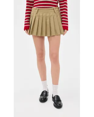 7 For All Mankind プリーツミニスカート ツイル サンドストーム - サムネイル2