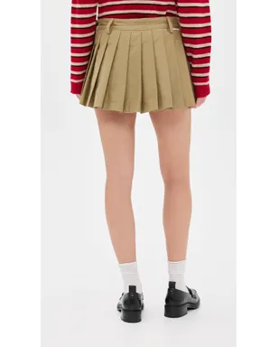 7 For All Mankind プリーツミニスカート ツイル サンドストーム - サムネイル3