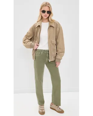 7 For All Mankind Calie Straight Ankle Jeans Army - サムネイル5