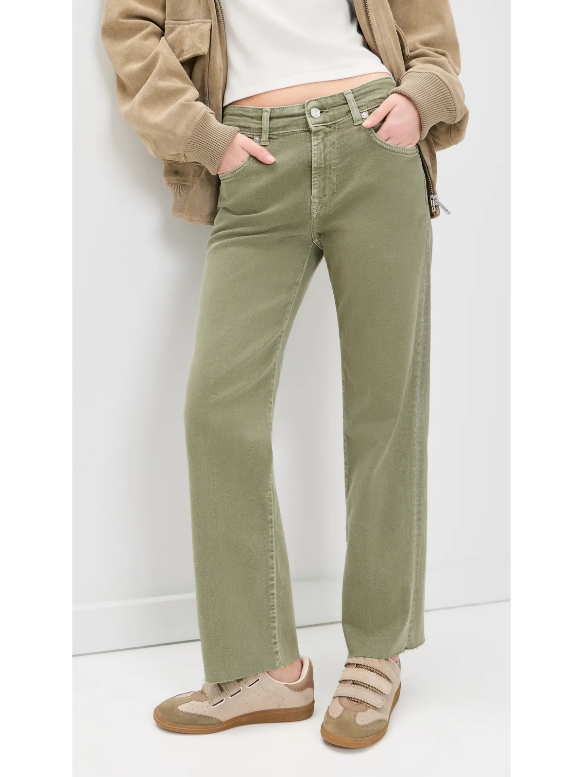 7 For All Mankind Calie Straight Ankle Jeans Army - 画像2