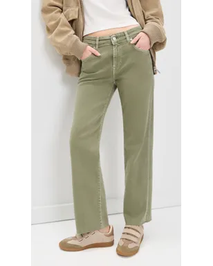 7 For All Mankind Calie Straight Ankle Jeans Army - サムネイル2