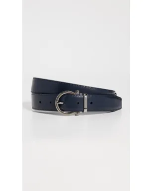 FERRAGAMO シングル ガンチョ リバーシブル Paloma レザー ベルト 黒/ブルー・マリン 105 - サムネイル2