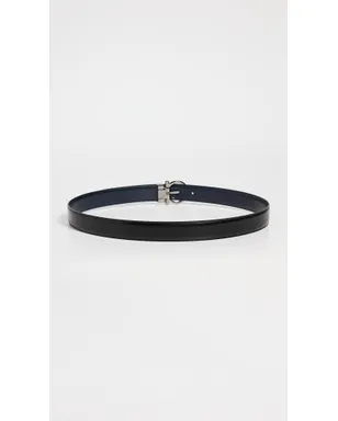 FERRAGAMO シングル ガンチョ リバーシブル Paloma レザー ベルト 黒/ブルー・マリン 105 - サムネイル3