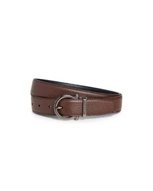 FERRAGAMO シングル ガンチョ ペブルドレザー ベルト ココアブラウン - サムネイル1