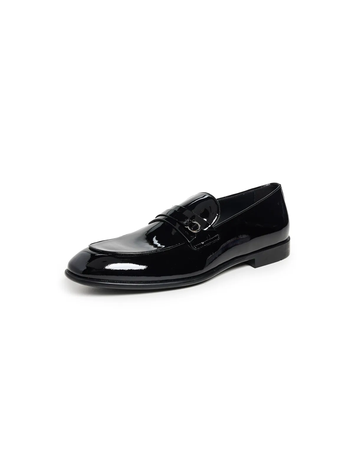 FERRAGAMO デシオ パテントレザー フォーマル タキシード ローファー Nero - 画像1