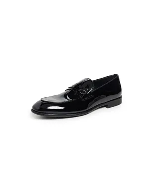 FERRAGAMO デシオ パテントレザー フォーマル タキシード ローファー Nero - サムネイル1