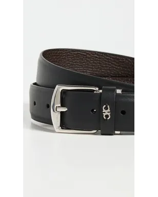 FERRAGAMO Square Buckle リバーシブル レザーベルト ネロ/ T.モロ 105 - サムネイル4
