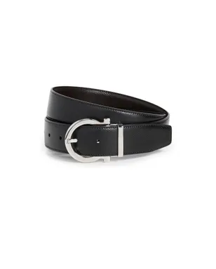 FERRAGAMO シングル ガンチーニ リバーシブル ベルト ブラック/ヒッコリー 38 - サムネイル1
