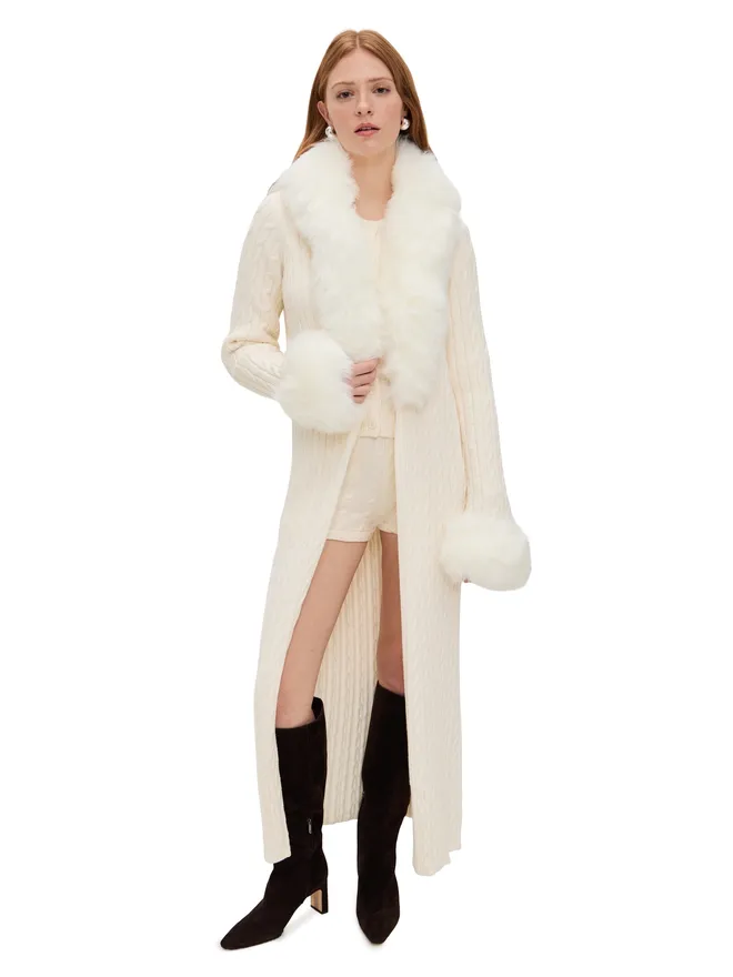 Show Me Your Mumu Show Me Your Mumu Stormi カーディガン 雪のケーブルニット ファー付きの商品画像