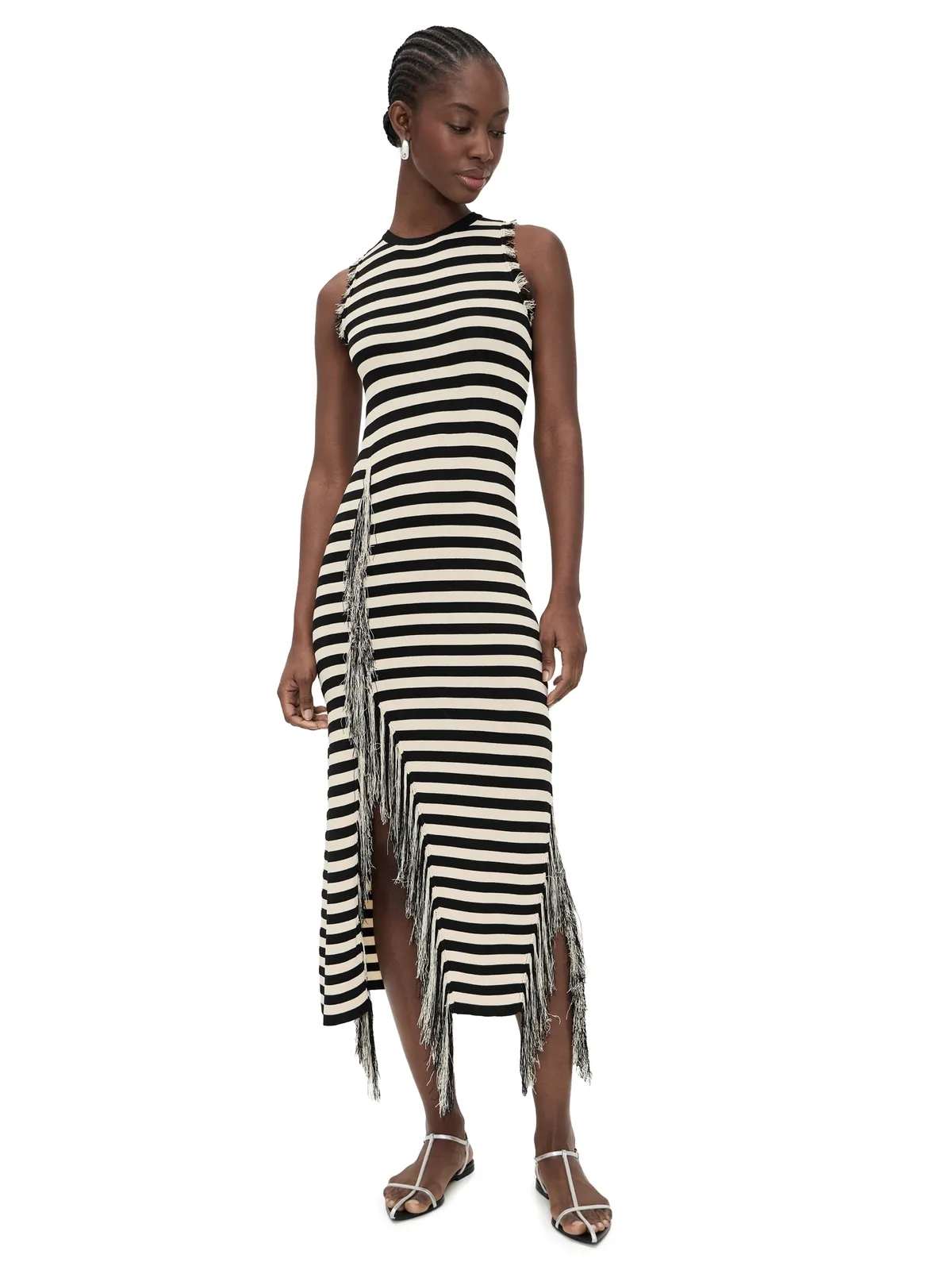 SIMONMILLER Sabine Knit Dress ブラック/ホワイトストライプ - 画像1