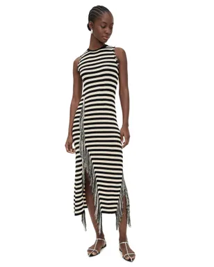 SIMONMILLER Sabine Knit Dress ブラック/ホワイトストライプ - サムネイル1