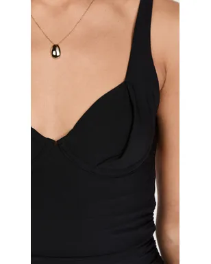 solido アンダーワイヤー入り シャーリング ワンピース水着 - サムネイル6