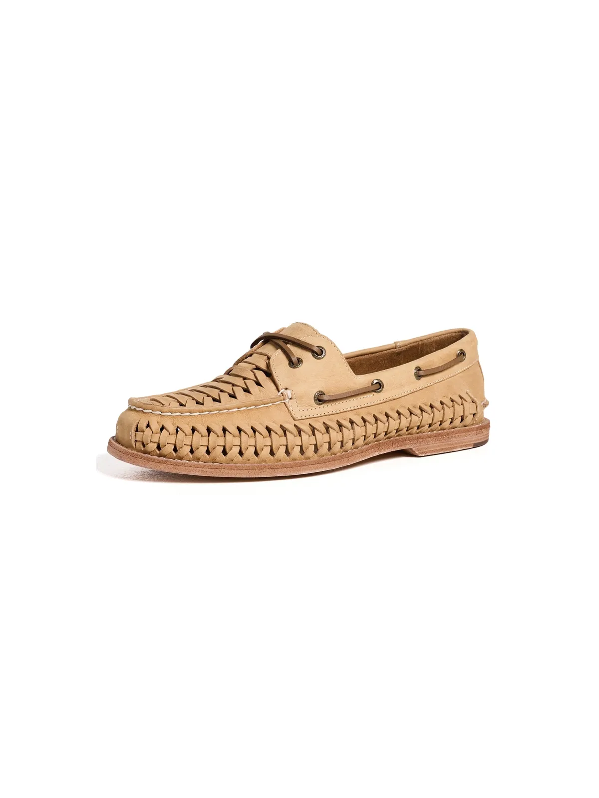 Sperry ゴールドカップ ウォーブン レザー ボートシューズ タン - 画像1