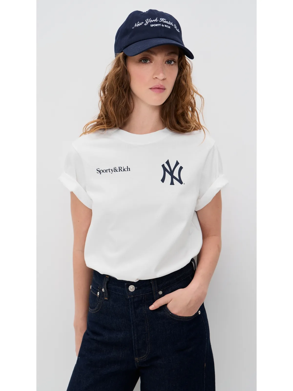 Sporty & Rich ヤンキース カーブTシャツ - 画像2