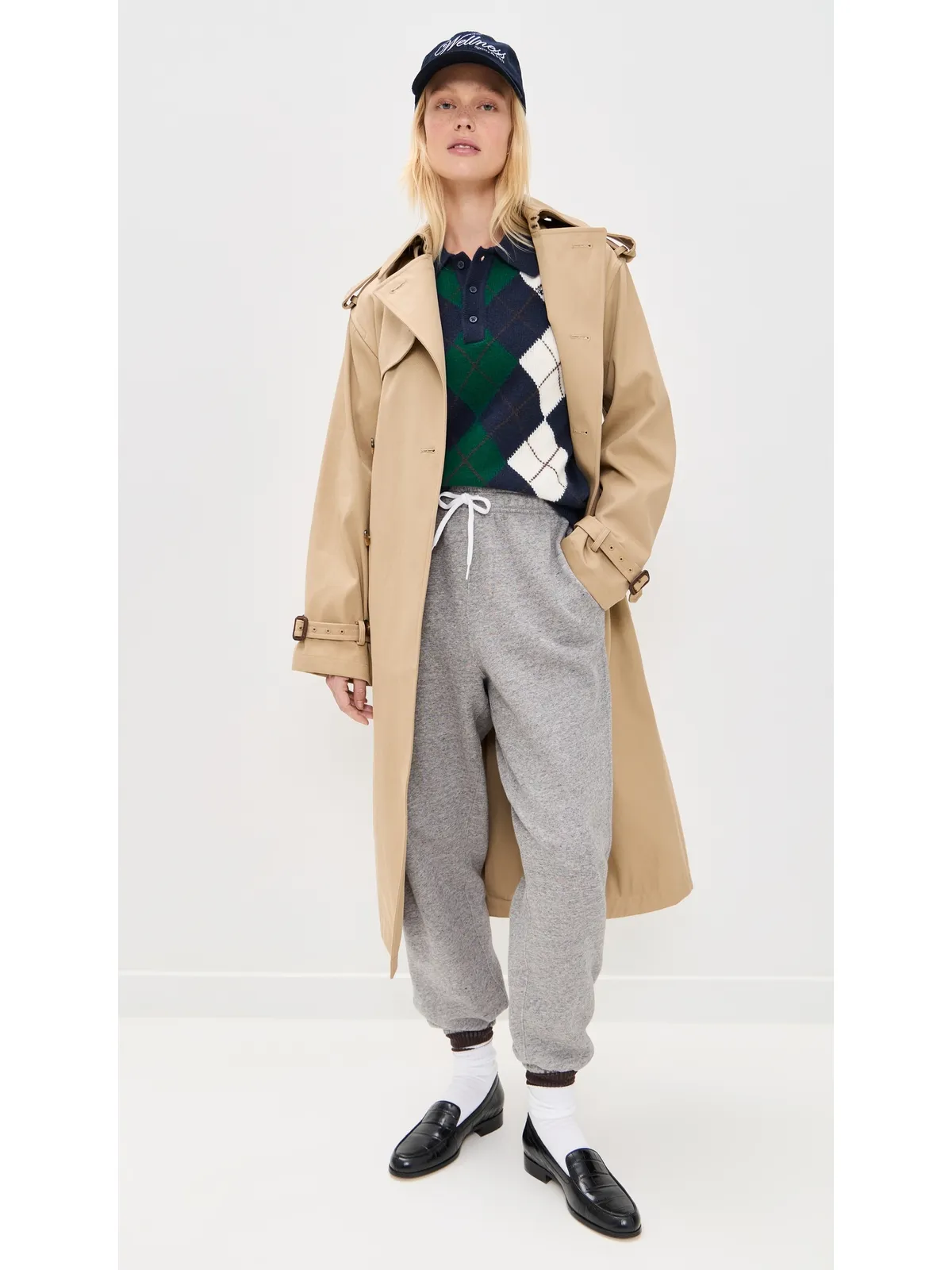 Sporty & Rich セリフ ロゴ アーガイル カシミヤ ポロシャツ - 画像5